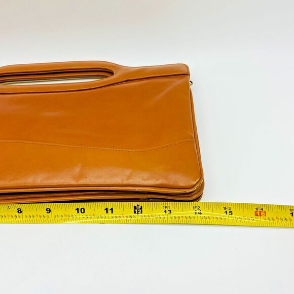 Eberle Vintage Brown Clutch Envelope Bag Purse three pockets 1970's Brazil 14X7 - Picture 8 of 11